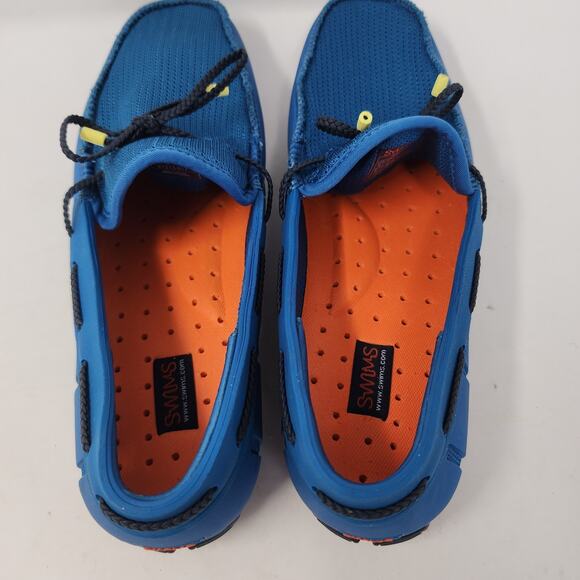 Swims Mens Deck Shoes Size 8 Blue Braided Lace Loafers Slip On Boat Shoes EUC - Picture 9 of 12